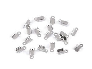 Stainless Steel Flat Fold-Over Cord Ends (4mm) for Leather & Ribbon Jewelry Making