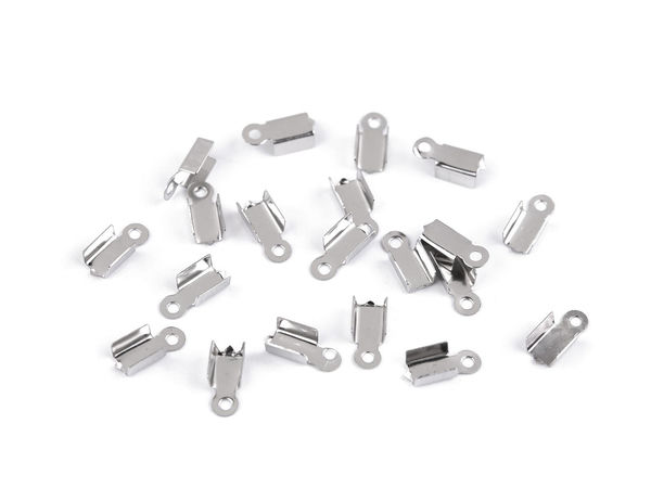 Stainless Steel Flat Fold-Over Cord Ends (4mm) for Leather & Ribbon Jewelry Making