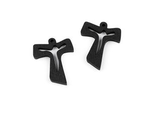 Laser-Cut Wooden Cross Pendants for Jewelry Making & Rosaries - 30x38mm