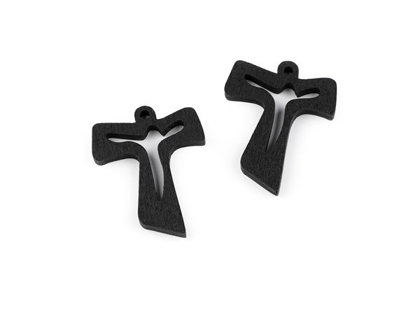Laser-Cut Wooden Cross Pendants for Jewelry Making & Rosaries - 30x38mm