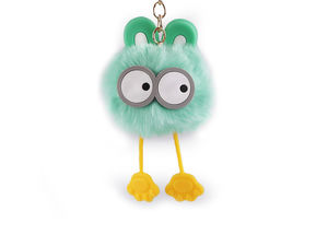 Furry Pom Pom Animal Keychain and Backpack Pendant - Cute Soft Plush Bag Charm and Keyring Accessory