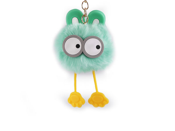 Furry Pom Pom Animal Keychain and Backpack Pendant - Cute Soft Plush Bag Charm and Keyring Accessory