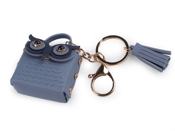 Miniature Owl Purse Keychain and Backpack Pendant - Eco-Leather Coin Pouch Bag Charm with Tassel and Carabiner