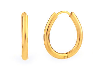 Elegant Oval Stainless Steel Hoop Earrings - High-Shine Hypoallergenic Huggie Sleeper Earrings