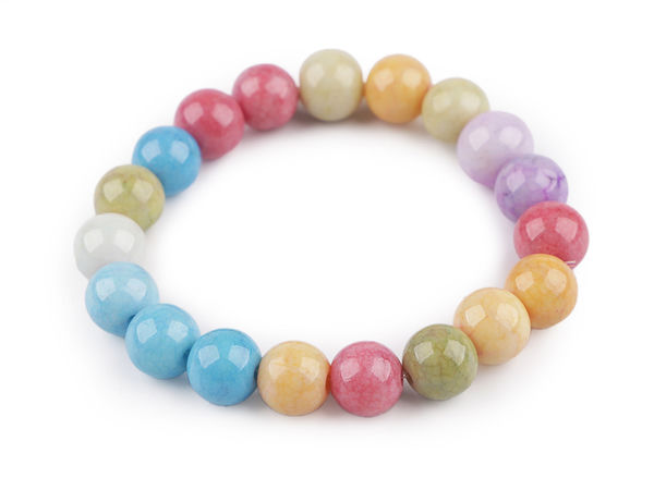 Premium Glass Bead Stretch Bracelet with Marble Effect - Elastic Styling Jewellery