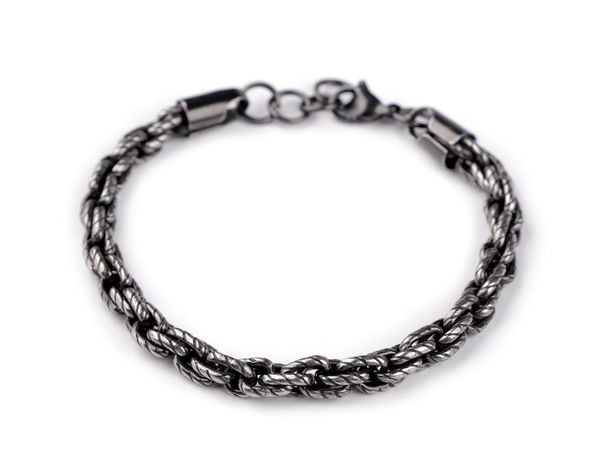Men's Stainless Steel Chain Bracelet - Premium Polished Finish with Carabiner Clasp