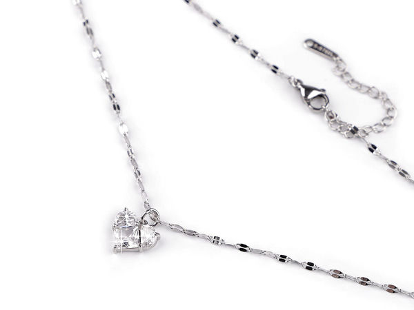 Elegant Stainless Steel Heart Pendant Necklace with Sparkling Rhinestones