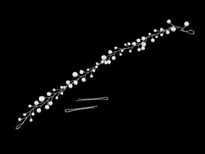 Elegant Pearl, Flower & Leaf Bridal Headband - Flexible Festive Hair Tiara & Crown