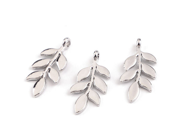 Elegant Leaf Metal Charm Pendant and Zipper Puller - 12x24 mm