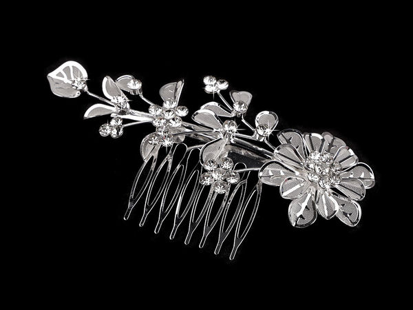 Elegant Rhinestone Flower & Twig Hair Comb - Premium Crystal Bridal & Festive Hair Accessory