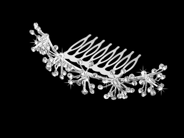 Crystal Rhinestone Flower Bridal Hair Comb - Elegant Metal Hair Accessory for Weddings and Formal Events