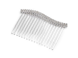 Elegant Metal Hair Comb with Sparkling Rhinestones and Pearls - Curved Decorative Hairpiece for Bridal, Festive, and Everyday Hairstyles