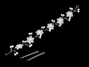 Elegant Floral and Pearl Bridal Hair Vine - Flexible Festive Headband and Crown for Weddings, Communions, and Special Occasions