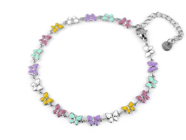 Premium Stainless Steel Enamel Pendant Anklet - Adjustable Charm Ankle Bracelet