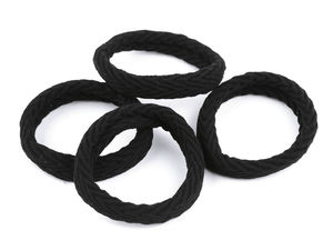 Premium Black Elastic Hair Ties with Fine Chevron Pattern - High-Elasticity Damage-Free Ponytail Holders for Thick Hair