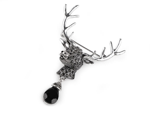 Elegant Rhinestone Stag Head Brooch - Crystal Deer Pin for Scarves, Jackets, and Sweaters