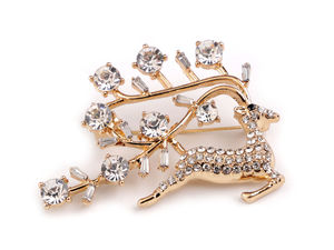 Elegant Sparkling Deer Rhinestone Brooch - Festive Reindeer Pin for Outfits, Scarves, and Accessories