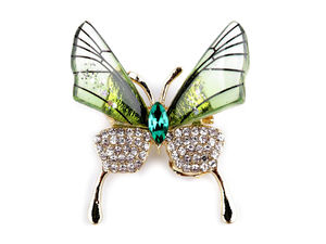 Elegant Rhinestone Butterfly and Dragonfly Brooch - Premium Metal and Glass Crystal Pin for Scarves, Hats, and Bags