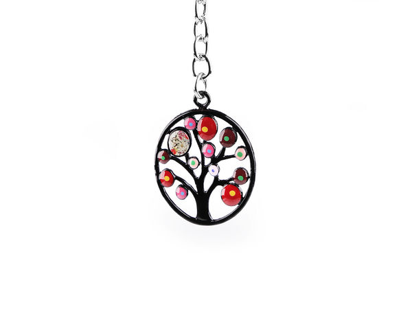 Premium Enamel Keychain and Backpack Charm - Elegant Tree of Life & Owl Metal Pendant