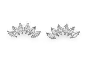 Premium Stainless Steel Cubic Zirconia Stud Earrings - Brilliant Sparkling Rhinestone Earrings