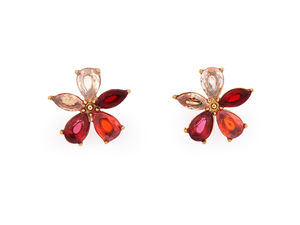 Hypoallergenic Stainless Steel Floral Stud Earrings with Sparkling Cubic Zirconia Crystals