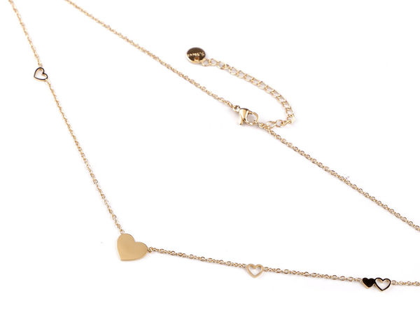 Elegant Stainless Steel Heart Pendant Necklace - High-Polish Adjustable Chain Jewelry