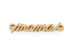 Stainless Steel 'Mama' Connector Link Charm for DIY Jewelry Making – Double-Loop Pendant for Bracelets, Necklaces, and Crafts
