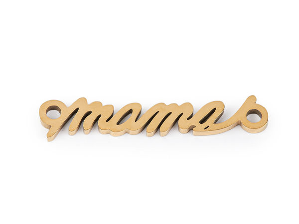 Stainless Steel 'Mama' Connector Link Charm for DIY Jewelry Making – Double-Loop Pendant for Bracelets, Necklaces, and Crafts