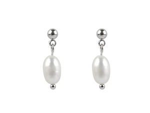 Elegant Stainless Steel Faux Pearl Dangle Earrings - Hypoallergenic River Pearl Drop Earrings for Women