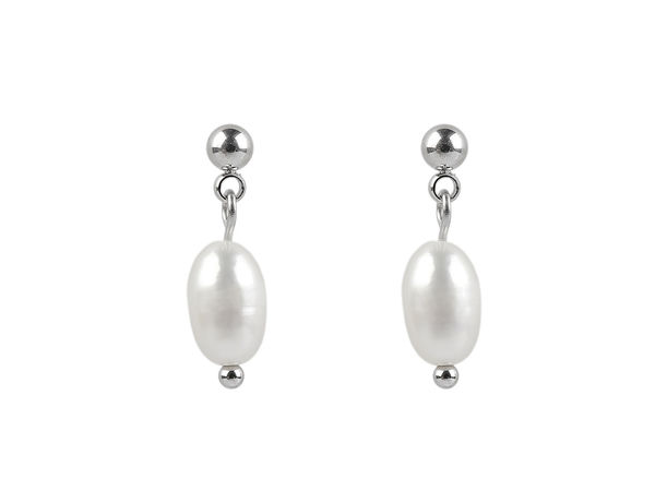 Elegant Stainless Steel Faux Pearl Dangle Earrings - Hypoallergenic River Pearl Drop Earrings for Women