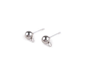 Stainless Steel Ball Post Earring Studs with Hanging Loop (6mm)