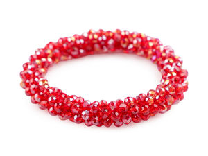 Elegant Faceted Glass Bead 2-in-1 Elastic Bracelet & Hair Tie - Versatile Sparkling Beaded Jewelry