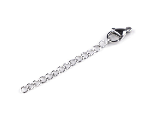 Premium Stainless Steel Carabiner Clasp with 45mm Extension Chain - 7x12mm Jewelry & Craft Fastener