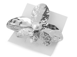 Elegant Orchid Flower French Hair Clip with Pearl - Textured Metal Barrette for Special Occasions and Daily Wear