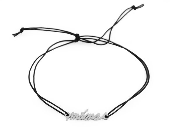 Stainless Steel Mama Pendant Cord Bracelet - Adjustable Mother's Day Charm Gift