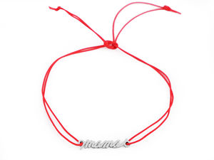 Stainless Steel Mama Pendant Cord Bracelet - Adjustable Mother's Day Charm Gift