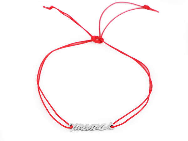 Stainless Steel Mama Pendant Cord Bracelet - Adjustable Mother's Day Charm Gift