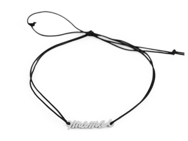Stainless Steel Mama Pendant Cord Bracelet - Adjustable Mother's Day Charm Gift
