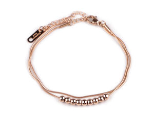 Double-Row Stainless Steel Snake Chain Bracelet with High-Shine Mirror Beads