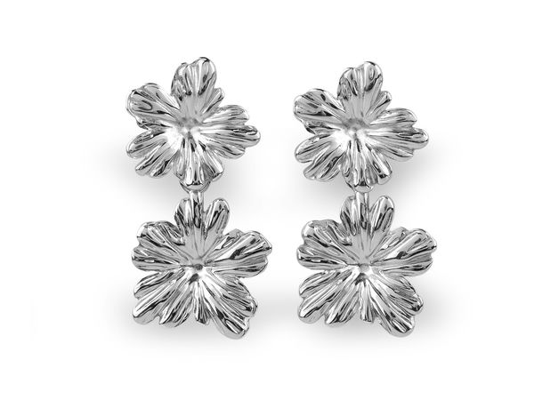 Elegant Floral Dangle Earrings - Hypoallergenic Surgical Stainless Steel Hanging Flower Drop Earrings
