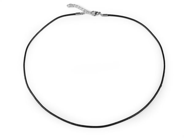 Premium Black Leather Necklace Cord with Stainless Steel Snap Clasp and Extension Chain