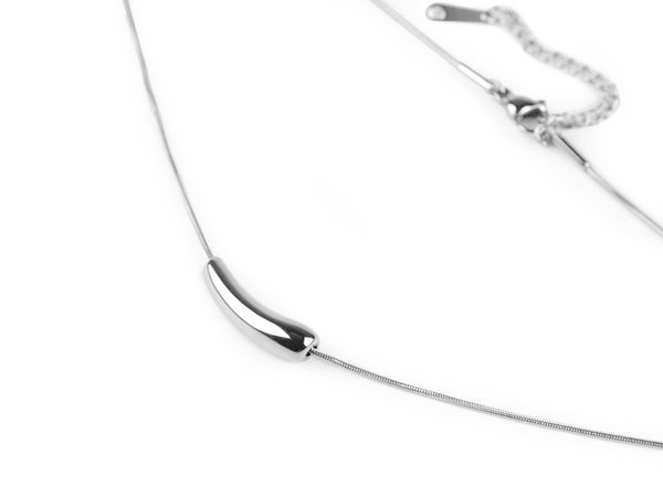 Minimalist Stainless Steel Chili Pepper Pendant Necklace - Mirror-Shine Snake Chain with Lobster Clasp and Extension Chain