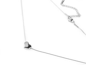 Minimalist Stainless Steel Floating Heart Pendant Necklace with Adjustable Chain