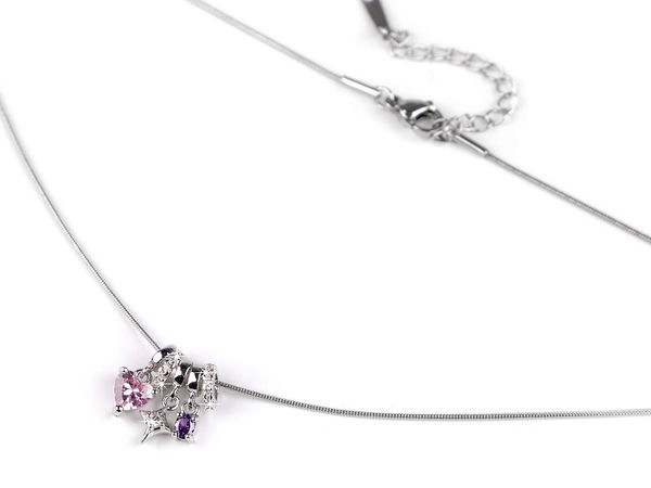 Elegant Rose Gold Stainless Steel Snake Chain Necklace with Sparkling Rhinestone Cluster Pendant
