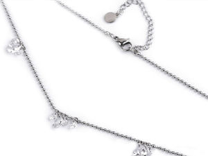 Elegant Stainless Steel Pendant Necklace with Crystal Rhinestones - Crystal Silver