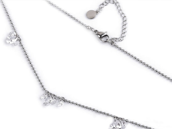 Elegant Stainless Steel Pendant Necklace with Crystal Rhinestones - Crystal Silver