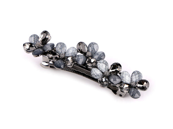 Elegant Floral French Hair Clip - Premium Acrylic Flower Barrette, High-Shine Metallic Grip Hair Accessory for Fine & Thick Hair
