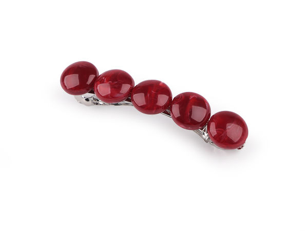 Red Mineral-Inspired French Hair Clip - Premium Acrylic Stone Hair Accessory with Durable Metal Snap