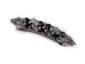 Premium Rhinestone French Hair Clip - Elegant Crystal Embellished Metal Barrette for Festive Hairstyles and Updos