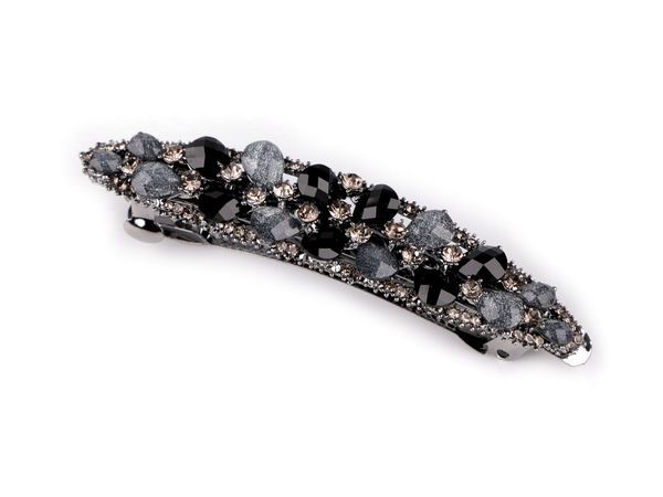 Premium Rhinestone French Hair Clip - Elegant Crystal Embellished Metal Barrette for Festive Hairstyles and Updos